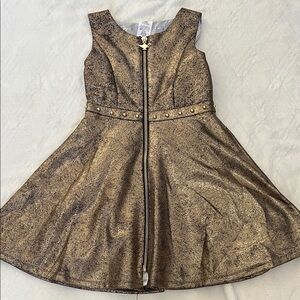 Disney Jasmine Metallic Black and Gold Zip Dress with Genie Charm